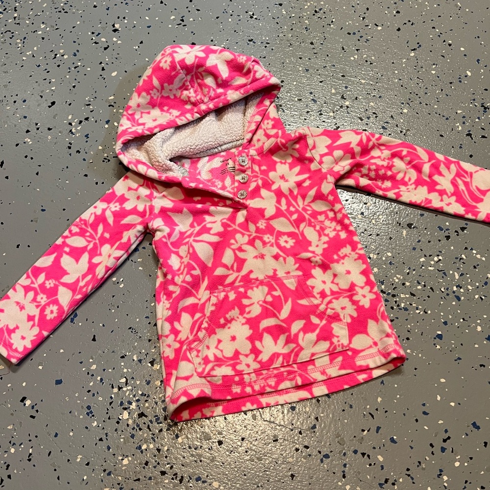 Hot Pink Floral Fleece Hoodie